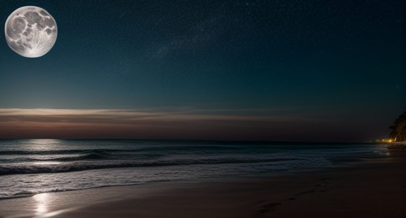 full moon on beach